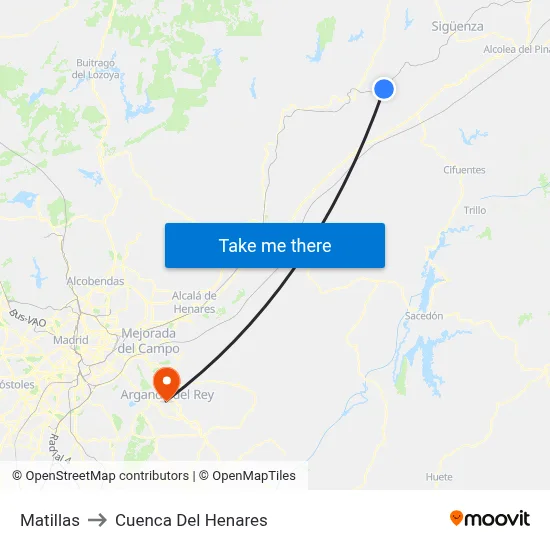 Matillas to Cuenca Del Henares map