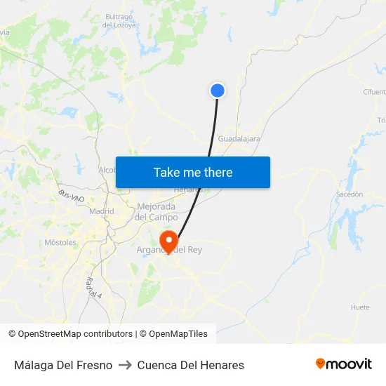 Málaga Del Fresno to Cuenca Del Henares map