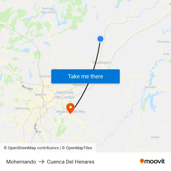 Mohernando to Cuenca Del Henares map