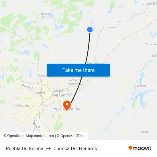 Puebla De Beleña to Cuenca Del Henares map