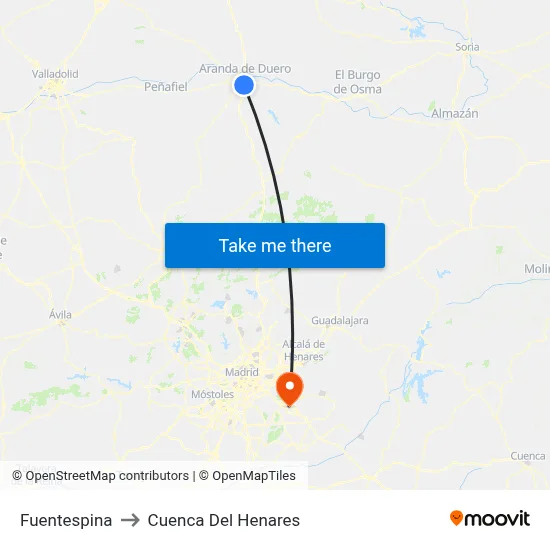 Fuentespina to Cuenca Del Henares map