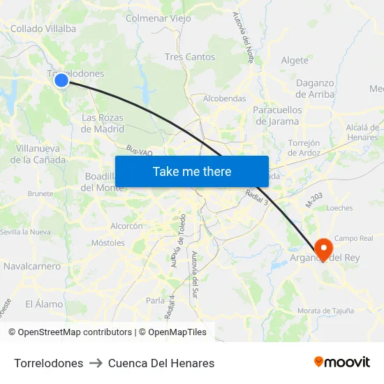 Torrelodones to Cuenca Del Henares map