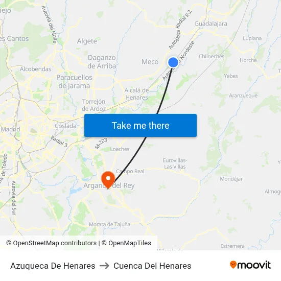 Azuqueca De Henares to Cuenca Del Henares map