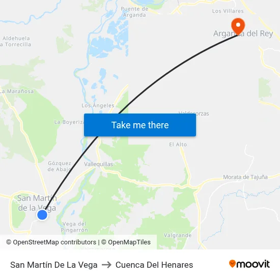 San Martín De La Vega to Cuenca Del Henares map