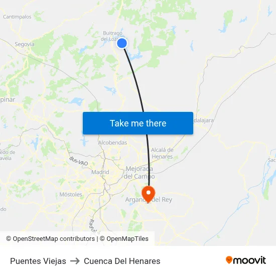 Puentes Viejas to Cuenca Del Henares map