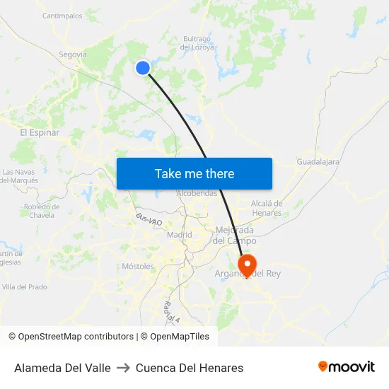Alameda Del Valle to Cuenca Del Henares map