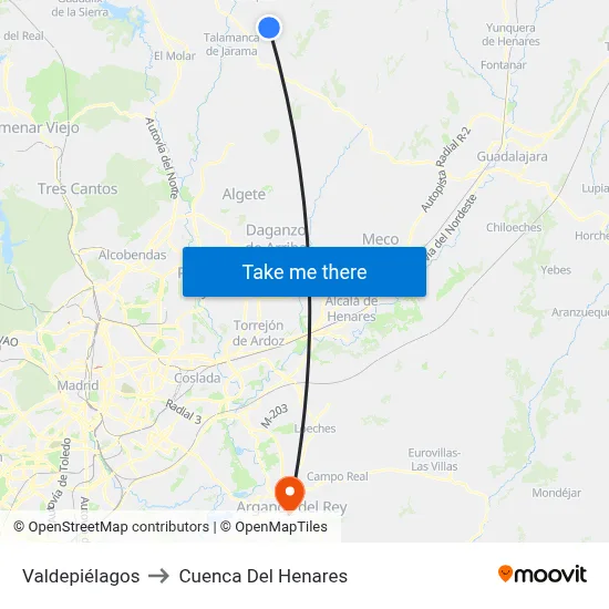 Valdepiélagos to Cuenca Del Henares map