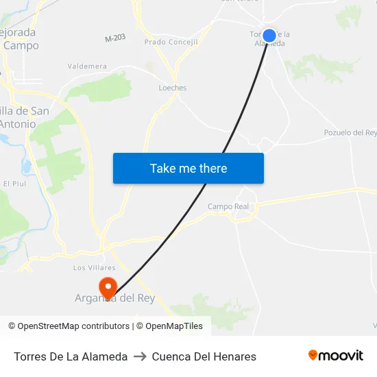 Torres De La Alameda to Cuenca Del Henares map