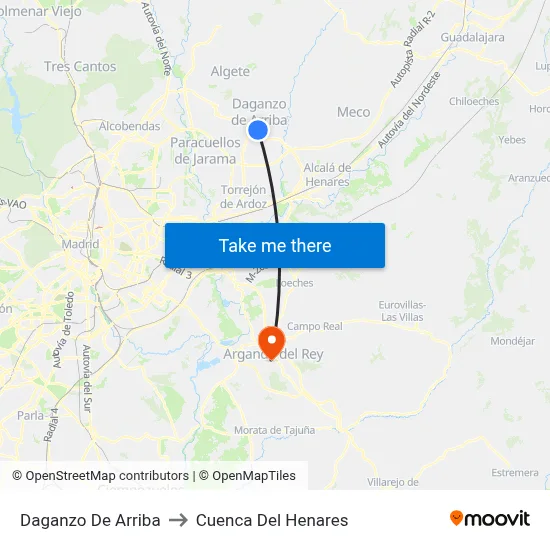 Daganzo De Arriba to Cuenca Del Henares map