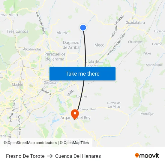 Fresno De Torote to Cuenca Del Henares map