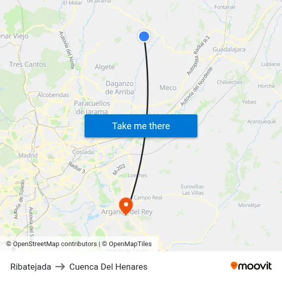 Ribatejada to Cuenca Del Henares map