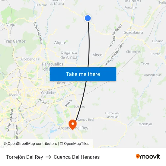 Torrejón Del Rey to Cuenca Del Henares map