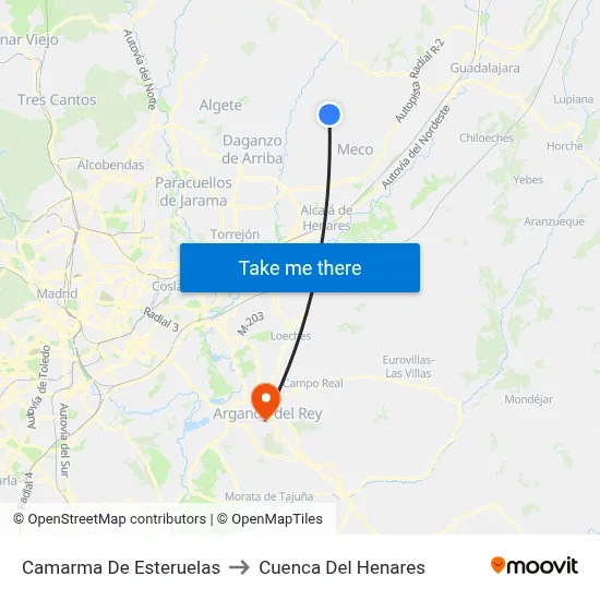 Camarma De Esteruelas to Cuenca Del Henares map
