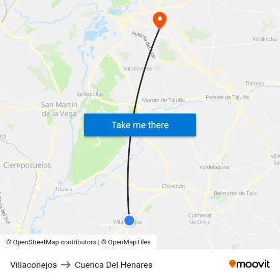 Villaconejos to Cuenca Del Henares map