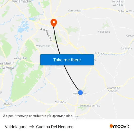 Valdelaguna to Cuenca Del Henares map