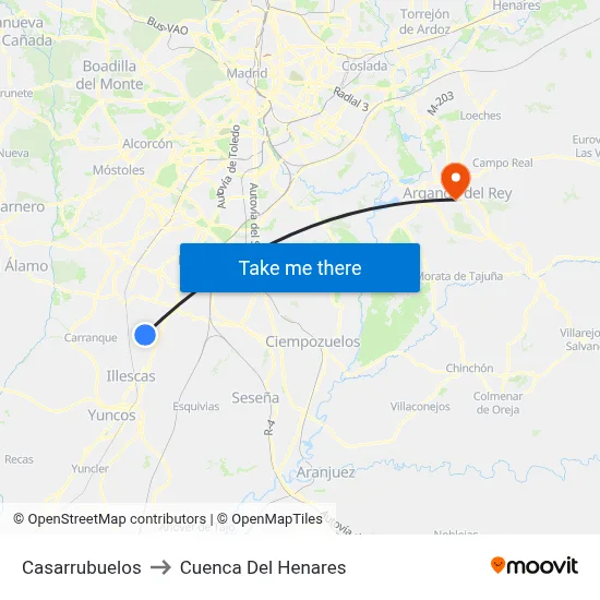 Casarrubuelos to Cuenca Del Henares map