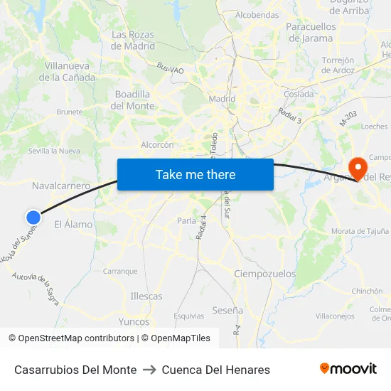 Casarrubios Del Monte to Cuenca Del Henares map