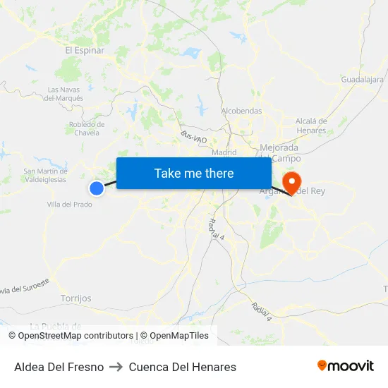 Aldea Del Fresno to Cuenca Del Henares map