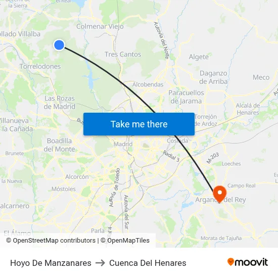 Hoyo De Manzanares to Cuenca Del Henares map