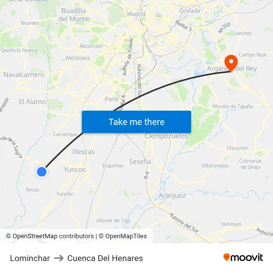 Lominchar to Cuenca Del Henares map