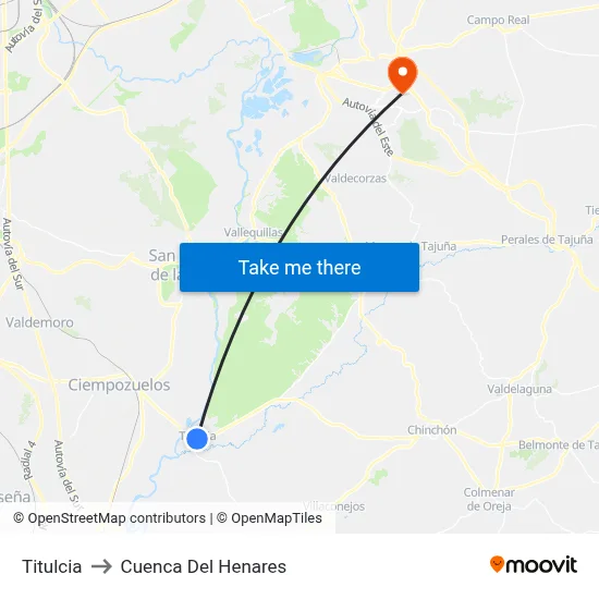Titulcia to Cuenca Del Henares map