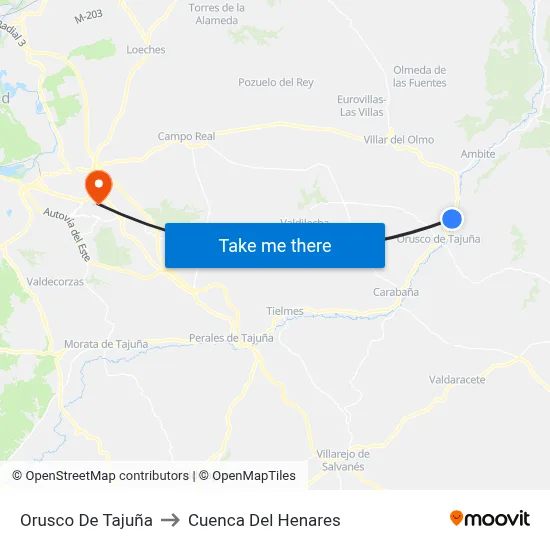 Orusco De Tajuña to Cuenca Del Henares map