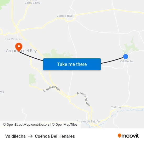 Valdilecha to Cuenca Del Henares map