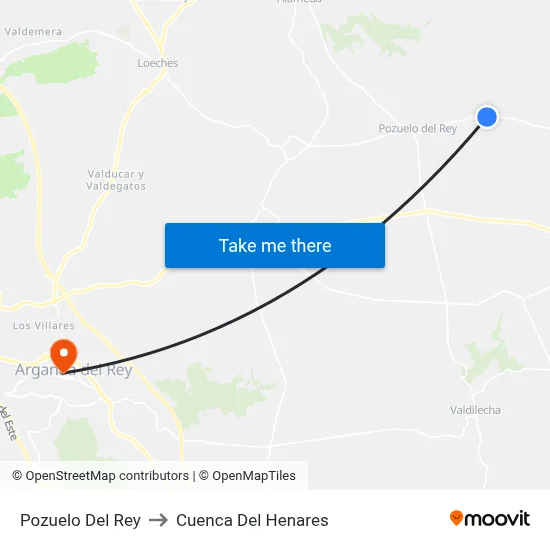 Pozuelo Del Rey to Cuenca Del Henares map