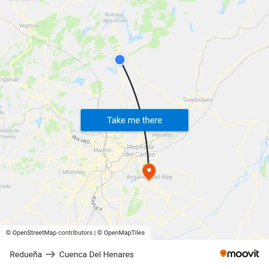 Redueña to Cuenca Del Henares map