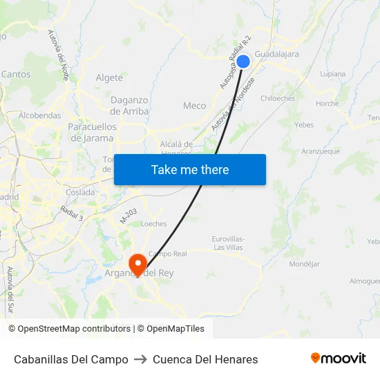 Cabanillas Del Campo to Cuenca Del Henares map