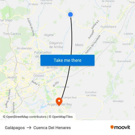 Galápagos to Cuenca Del Henares map