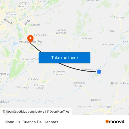 Illana to Cuenca Del Henares map