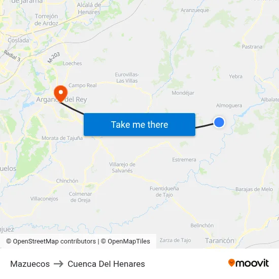 Mazuecos to Cuenca Del Henares map