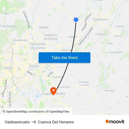 Valdeaveruelo to Cuenca Del Henares map