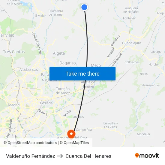 Valdenuño Fernández to Cuenca Del Henares map