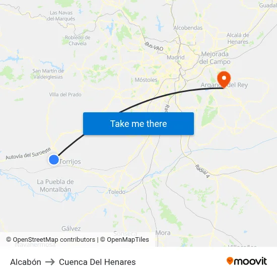Alcabón to Cuenca Del Henares map