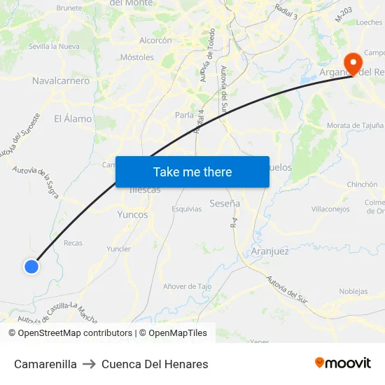 Camarenilla to Cuenca Del Henares map