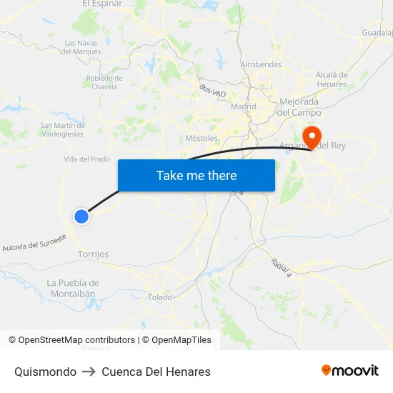 Quismondo to Cuenca Del Henares map