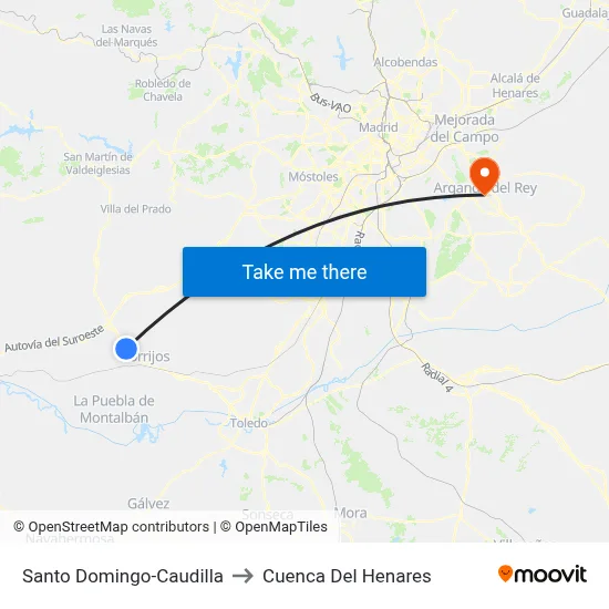 Santo Domingo-Caudilla to Cuenca Del Henares map