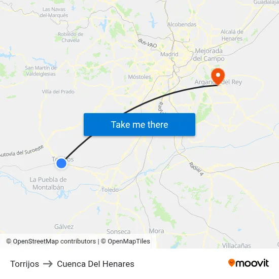 Torrijos to Cuenca Del Henares map