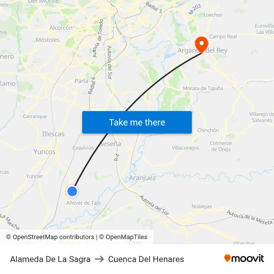 Alameda De La Sagra to Cuenca Del Henares map