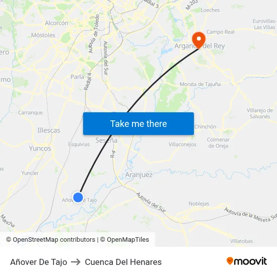 Añover De Tajo to Cuenca Del Henares map
