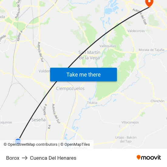 Borox to Cuenca Del Henares map
