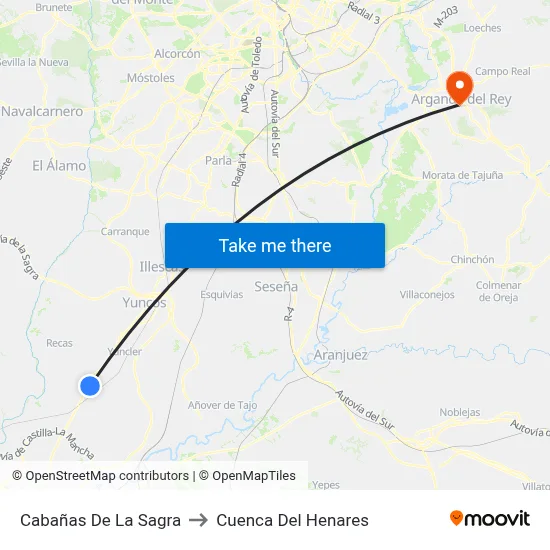 Cabañas De La Sagra to Cuenca Del Henares map