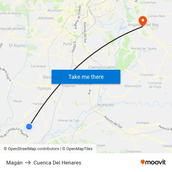 Magán to Cuenca Del Henares map
