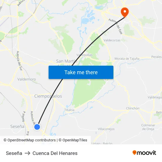 Seseña to Cuenca Del Henares map