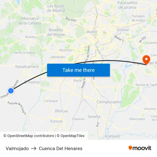 Valmojado to Cuenca Del Henares map