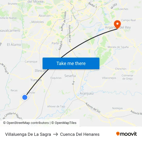 Villaluenga De La Sagra to Cuenca Del Henares map