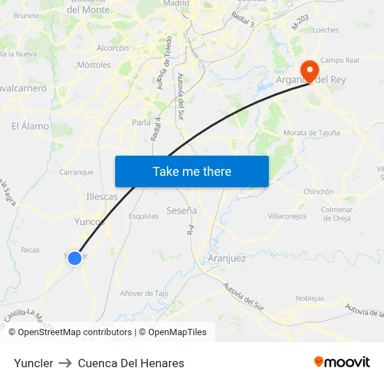 Yuncler to Cuenca Del Henares map