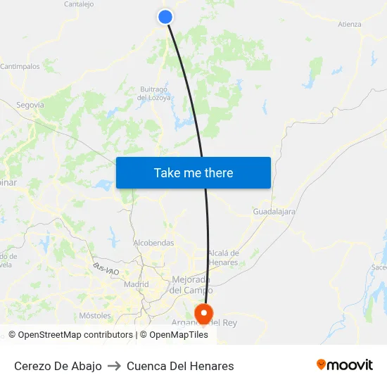Cerezo De Abajo to Cuenca Del Henares map